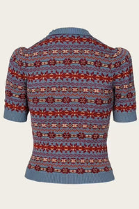 Emmy The Fairest Knit Top- Pale indigo melange wool
