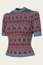Load image into Gallery viewer, Emmy The Fairest Knit Top- Pale indigo melange wool