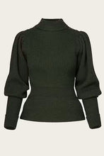 Load image into Gallery viewer, Emmy The Edwardian Cycling Sweater Pine green mélange wool