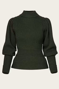 Emmy The Edwardian Cycling Sweater Pine green mélange wool