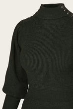 Load image into Gallery viewer, Emmy The Edwardian Cycling Sweater Pine green mélange wool