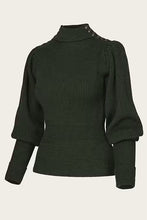 Load image into Gallery viewer, Emmy The Edwardian Cycling Sweater Pine green mélange wool