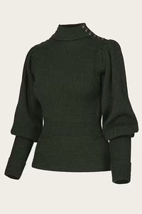 Emmy The Edwardian Cycling Sweater Pine green mélange wool
