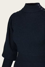 Load image into Gallery viewer, Emmy The Edwardian Cycling Sweater Navy melange wool