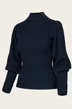 Load image into Gallery viewer, Emmy The Edwardian Cycling Sweater Navy melange wool
