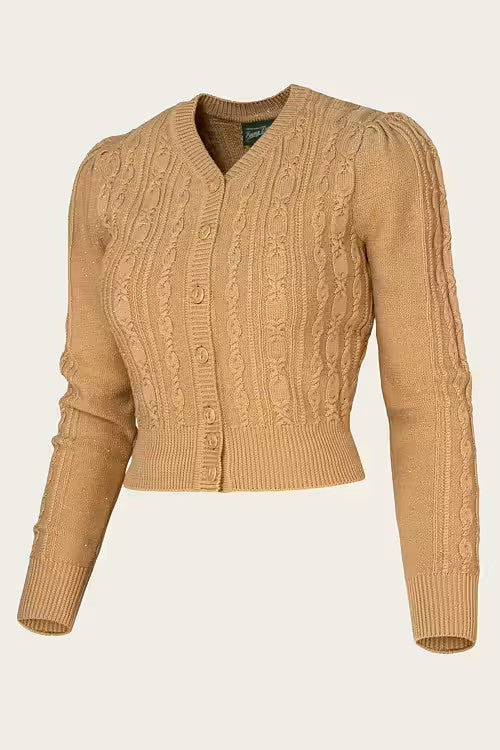 Emmy The Ice Skater Cardigan Shimmery champagne wool