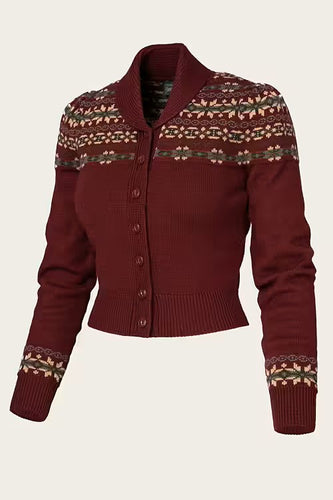 Emmy The Fair Isle Knit Jacket Maroon mélange wool