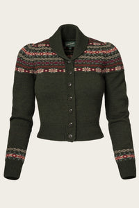 Emmy The Fair Isle Knit Jacket Pine green mélange wool