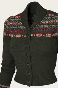 Emmy The Fair Isle Knit Jacket Pine green mélange wool