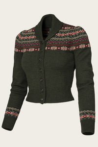 Emmy The Fair Isle Knit Jacket Pine green mélange wool