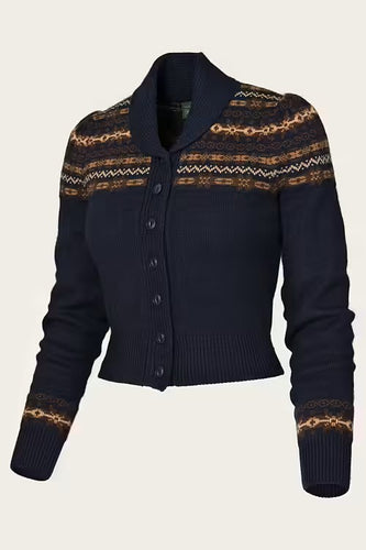Emmy The Fair Isle Knit Jacket Navy mélange wool