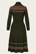 Load image into Gallery viewer, Emmy The Fair Isle Knit Dress Pine green mélange wool