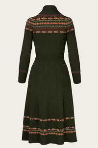 Emmy The Fair Isle Knit Dress Pine green mélange wool