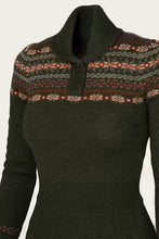 Load image into Gallery viewer, Emmy The Fair Isle Knit Dress Pine green mélange wool
