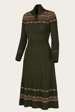 Load image into Gallery viewer, Emmy The Fair Isle Knit Dress Pine green mélange wool