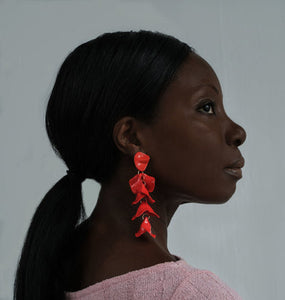 WOS Flake earrings shiny red